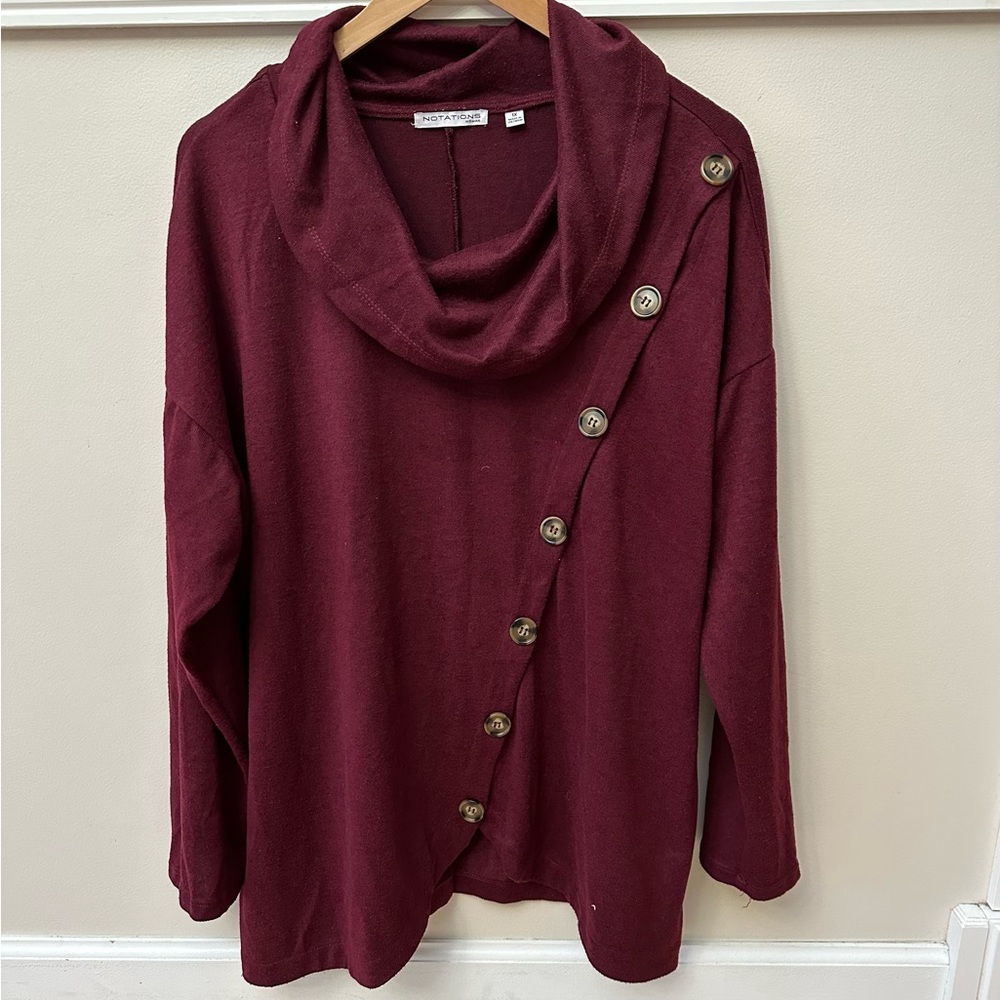 Notations Women’s Cowl Neck Button Sweater